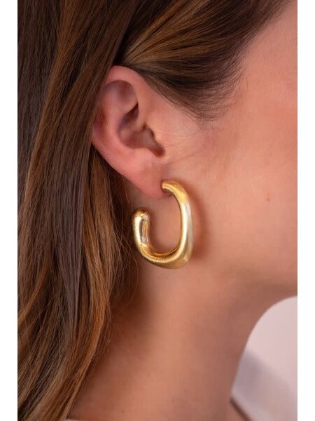 Earring hoops oval matt MJ12814 Gold