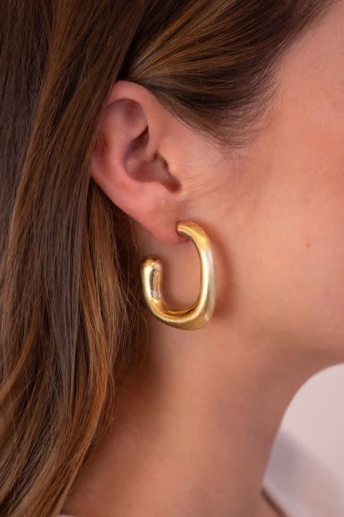 Earring hoops oval matt MJ12814 Gold