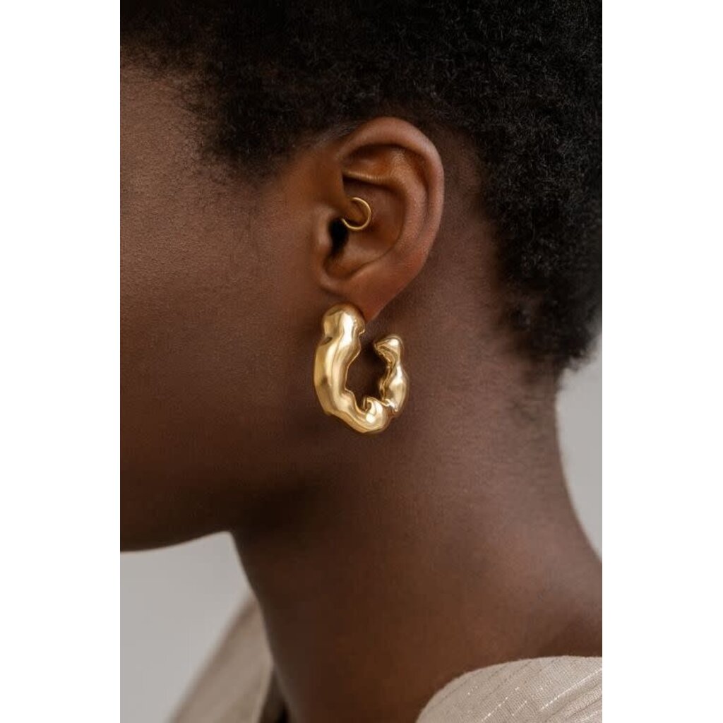 Oorbellen hoops organic MJ12771 Goud