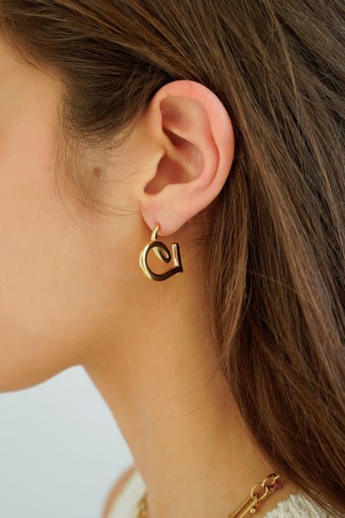 Earring pretzel heart MJ13175 Gold