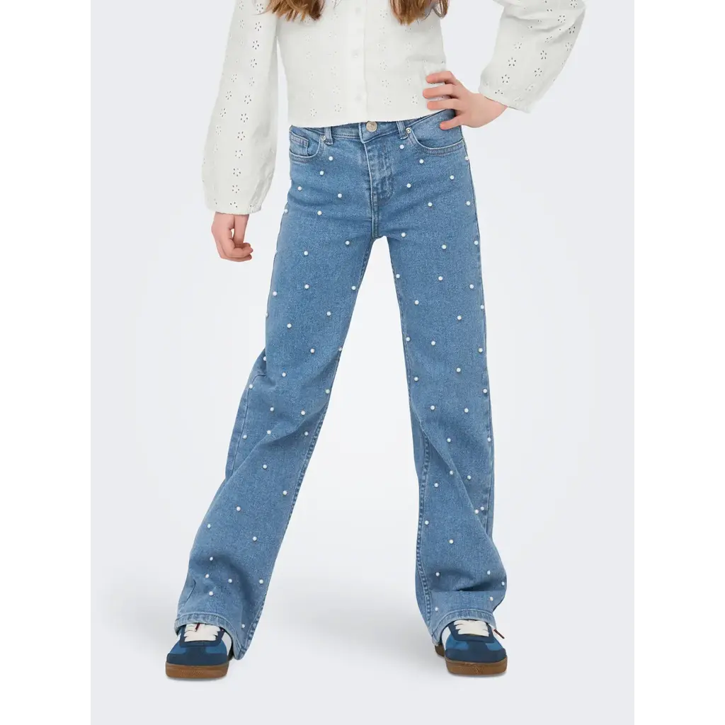 KIDS ONLY KOGJUICY WIDE PEARL DNM JEANS 15354111 Light Blue Denim PEARLS