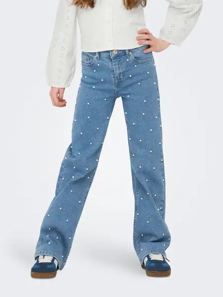 KIDS ONLY KOGJUICY WIDE PEARL DNM JEANS 15354111 Light Blue Denim PEARLS