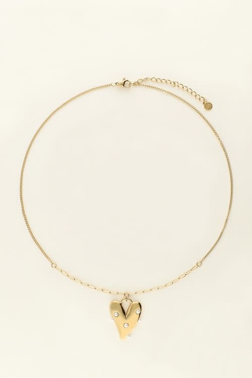 Necklace pearls & heart MJ09242 Gold