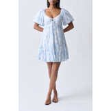 Puff sleeve dress 24864 Blue flower (5135)