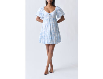 Puff sleeve dress 24864 Blue flower (5135)