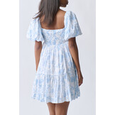 Puff sleeve dress 24864 Blue flower (5135)