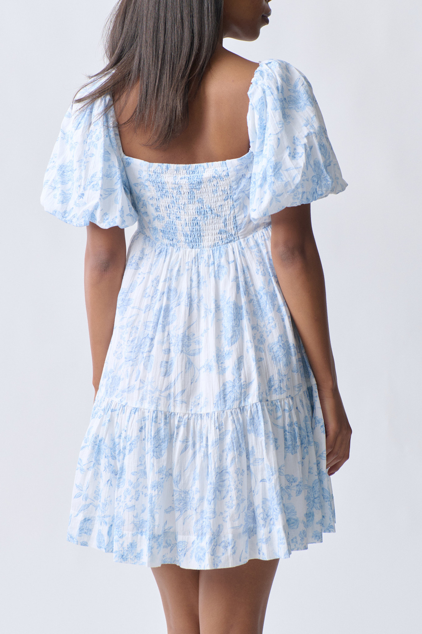 Puff sleeve dress 24864 Blue flower (5135)