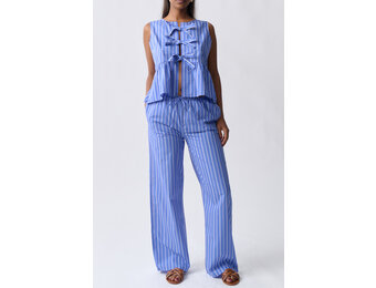 Cotton poplin trousers 22719 Blue/stripe