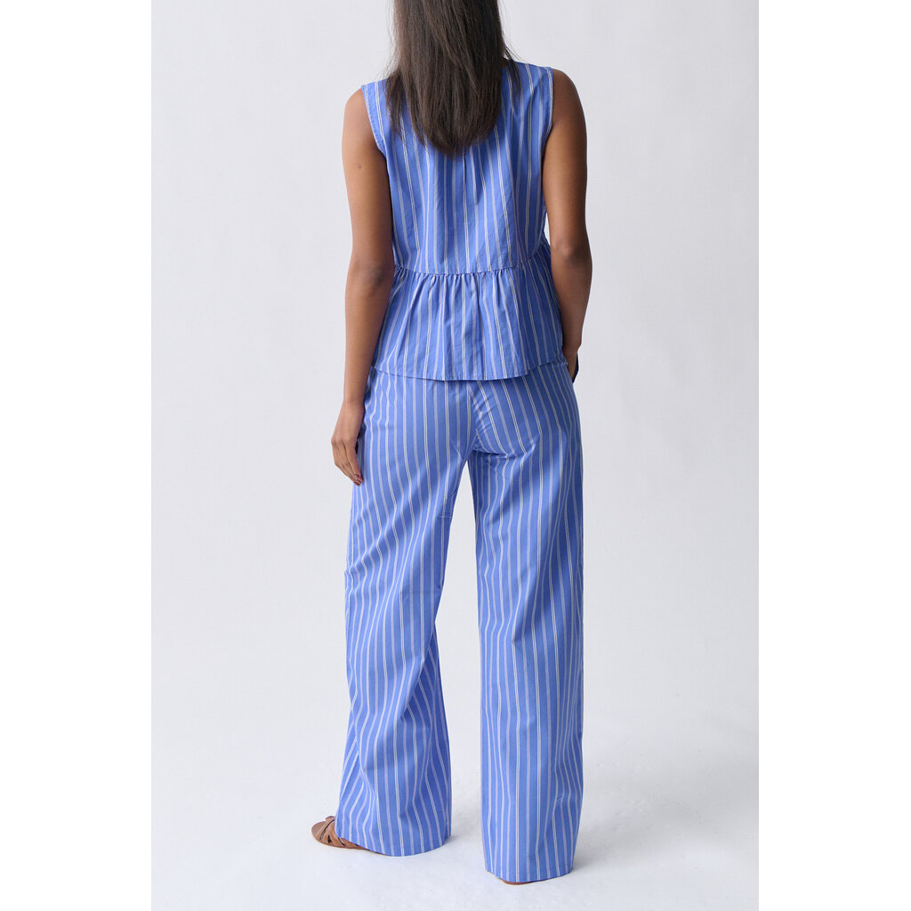 Gina Tricot Cotton poplin trousers 22719 Blue/stripe