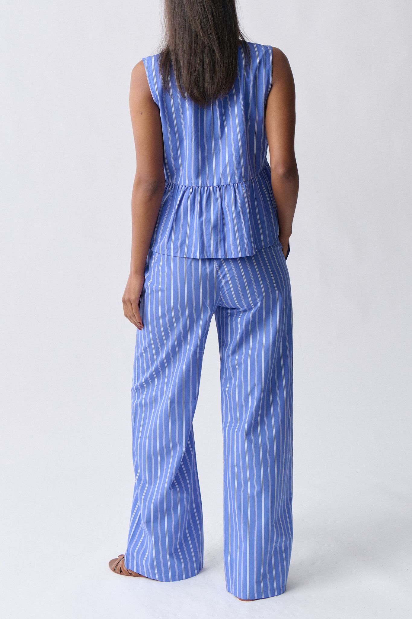 Cotton poplin trousers 22719 Blue/stripe