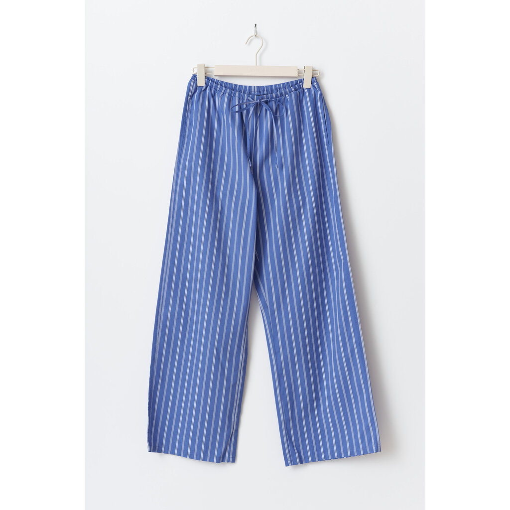 Gina Tricot Cotton poplin trousers 22719 Blue/stripe