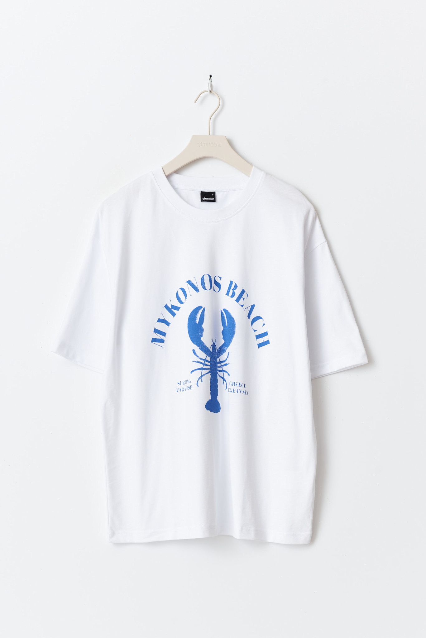 Oversized print tee 23980 Offwhite/blue