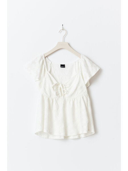 Gina Tricot Front tie frill top 24764 Offwhite