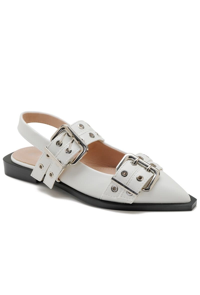 Buckle slingbacks - white