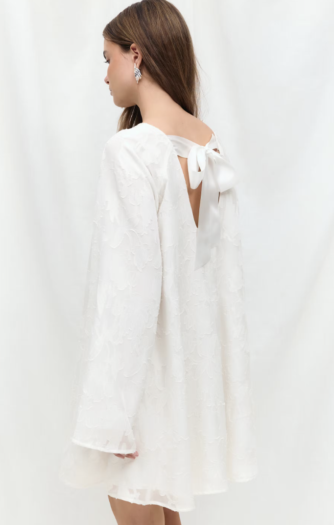 Wide flowy floral dress 24088 Offwhite
