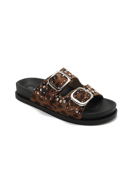 Slippers studs platform - leopard