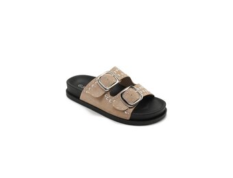 Slippers studs platform - khaki/zilver