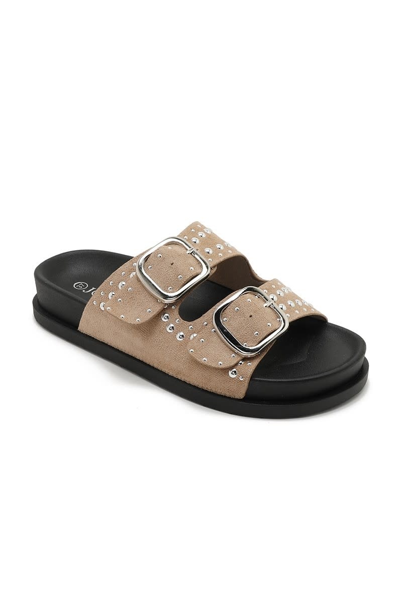 Slippers studs platform - khaki/zilver