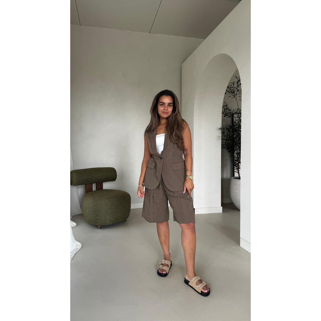 Gilet met drawstring - dark olive