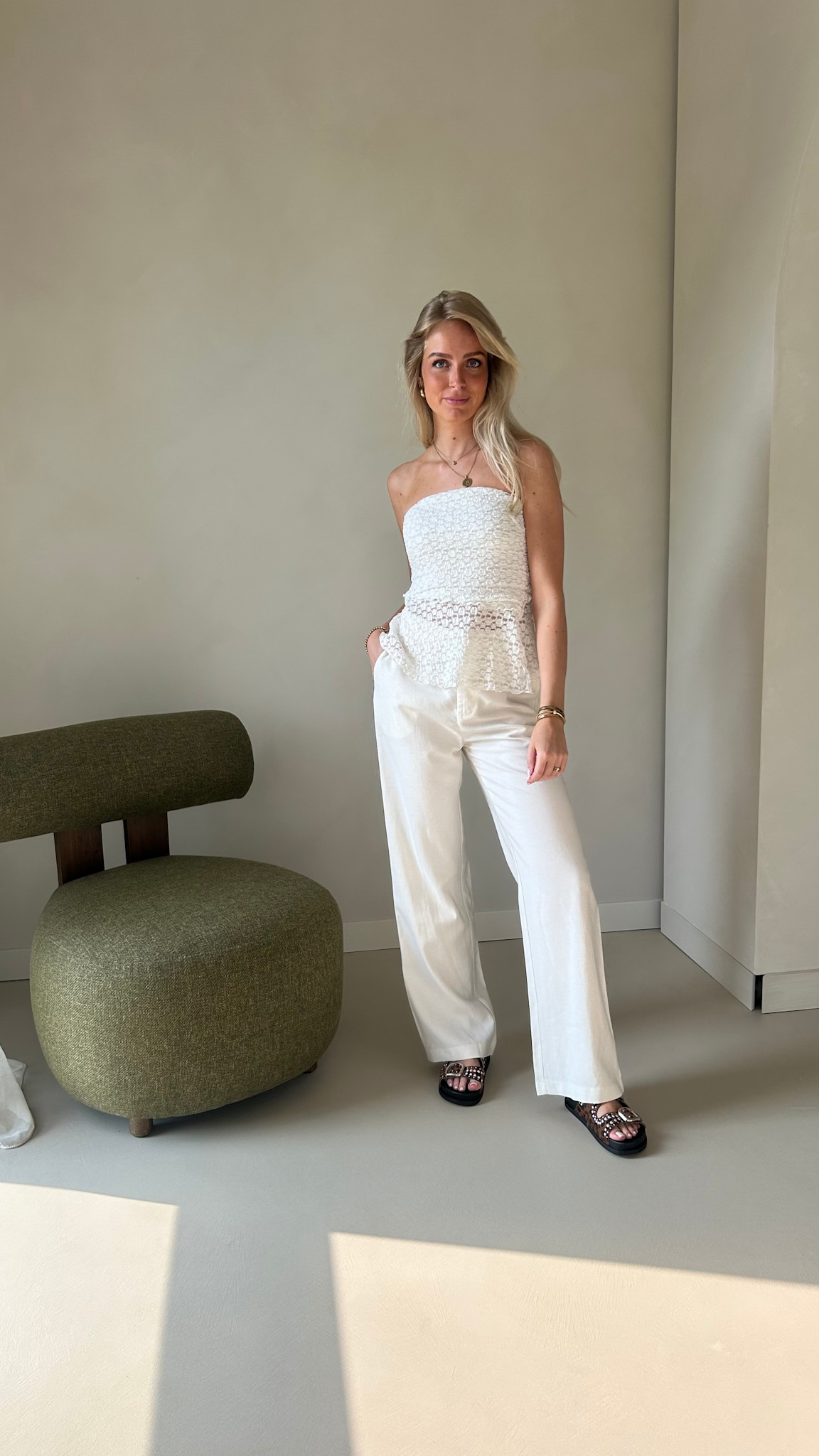 Linnen pantalon - white melee