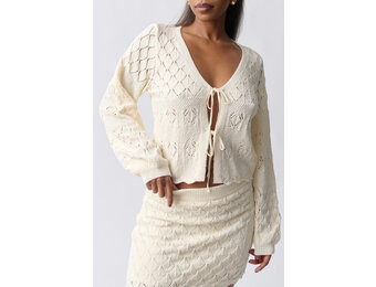 Knitted crochet cardigan 24595 Cream