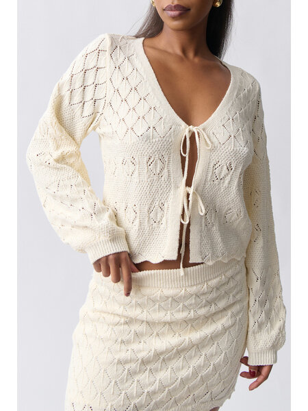 Gina Tricot Knitted crochet cardigan 24595 Cream