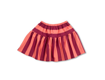 Ruffle Skirt Stripe AW25-506 Peach/Bordeaux