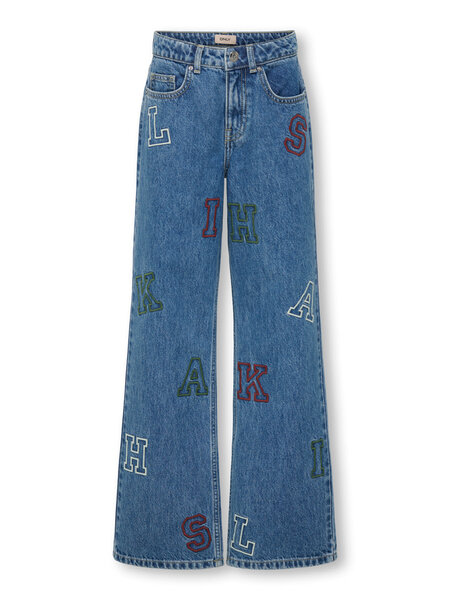 KIDS ONLY KOGJUICY HW WIDE LEG COLLEGE JEANS DNM 15357906 Medium Blue LETTERS