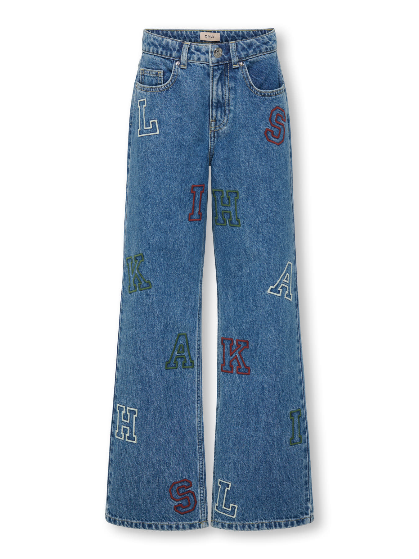 KOGJUICY HW WIDE LEG COLLEGE JEANS DNM 15357906 Medium Blue LETTERS