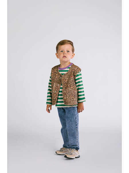 The New Chapter Claes denim leoprd gilet DNOOS-0211-927