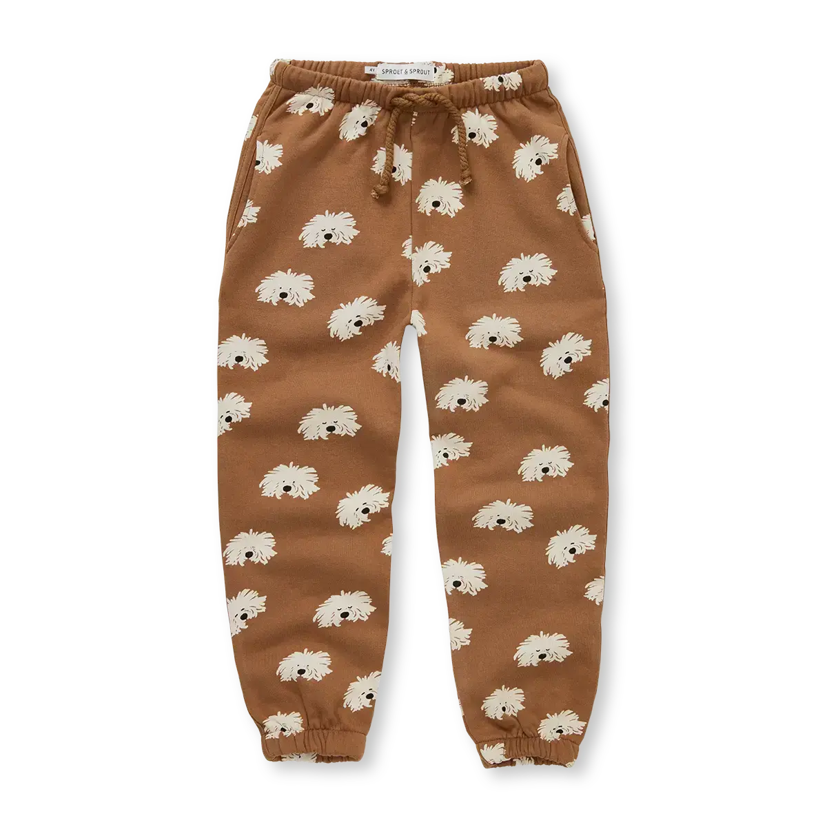 Sweatpants moustache dog print W25-2022 Mocca