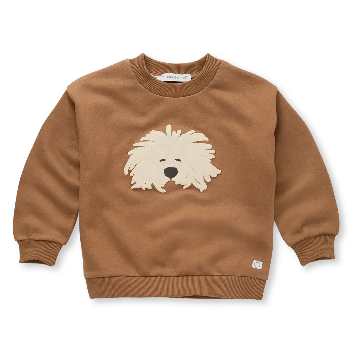 Sweatshirt moustache dog W25-1924 Mocca