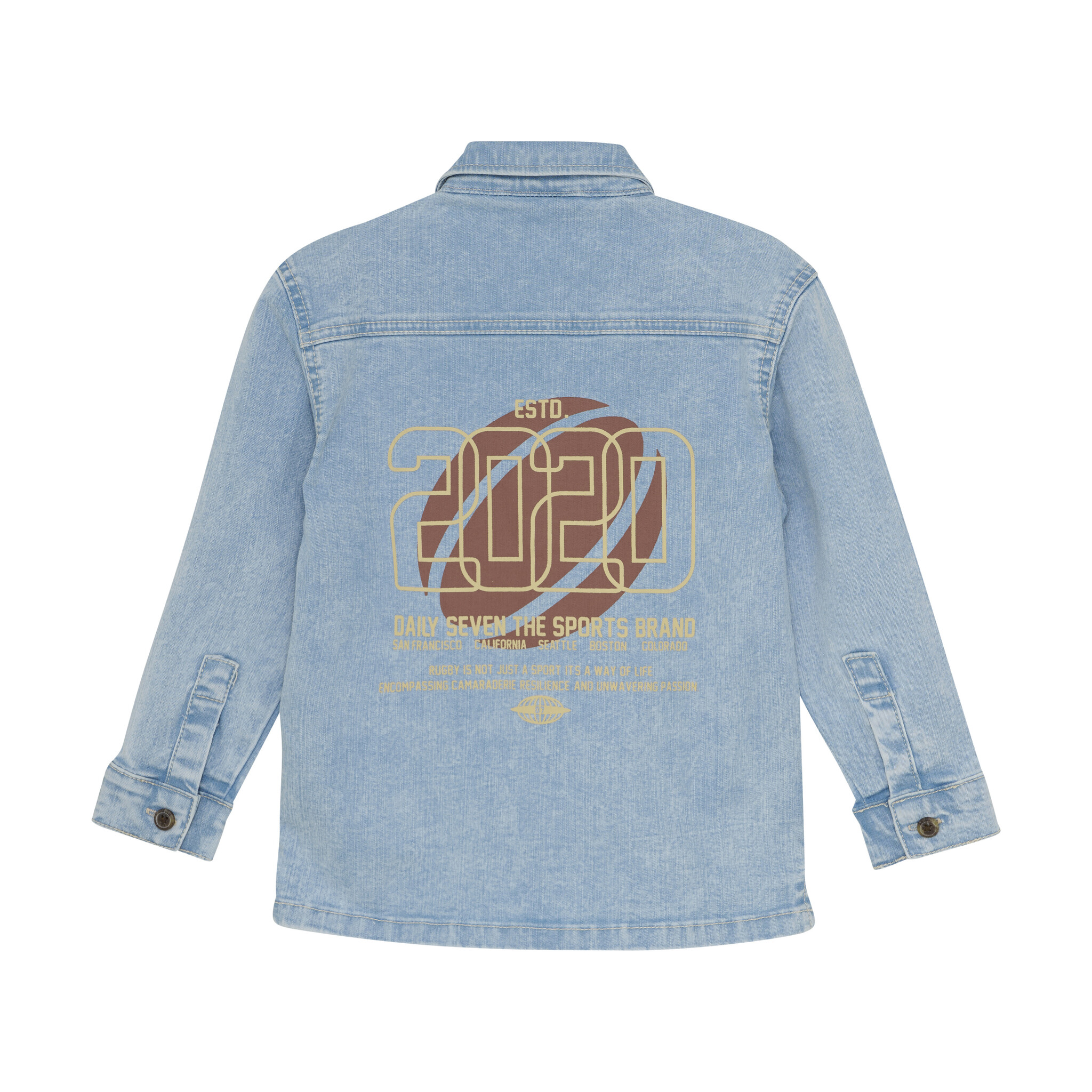 Denim Shirt Backprint 920201 7460 Denim