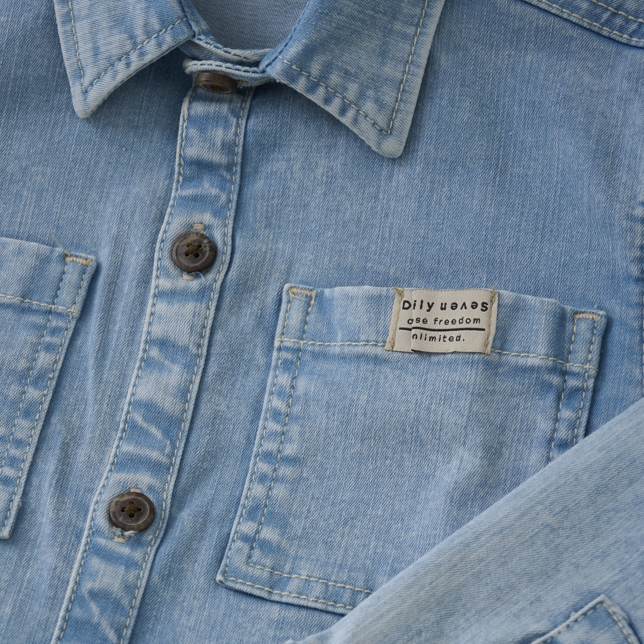 Denim Shirt Backprint 920201 7460 Denim