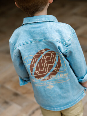 Denim Shirt Backprint 920201 7460 Denim