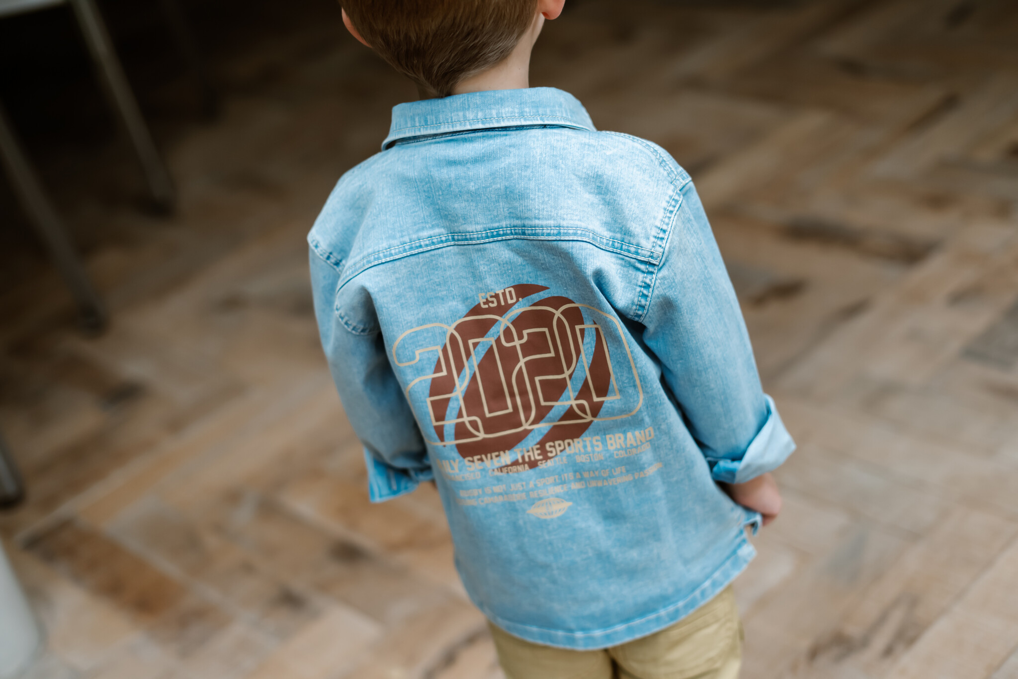 Denim Shirt Backprint 920201 7460 Denim