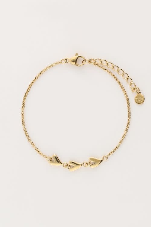 Bracelet 3 horizontal hearts MJ12127 Gold
