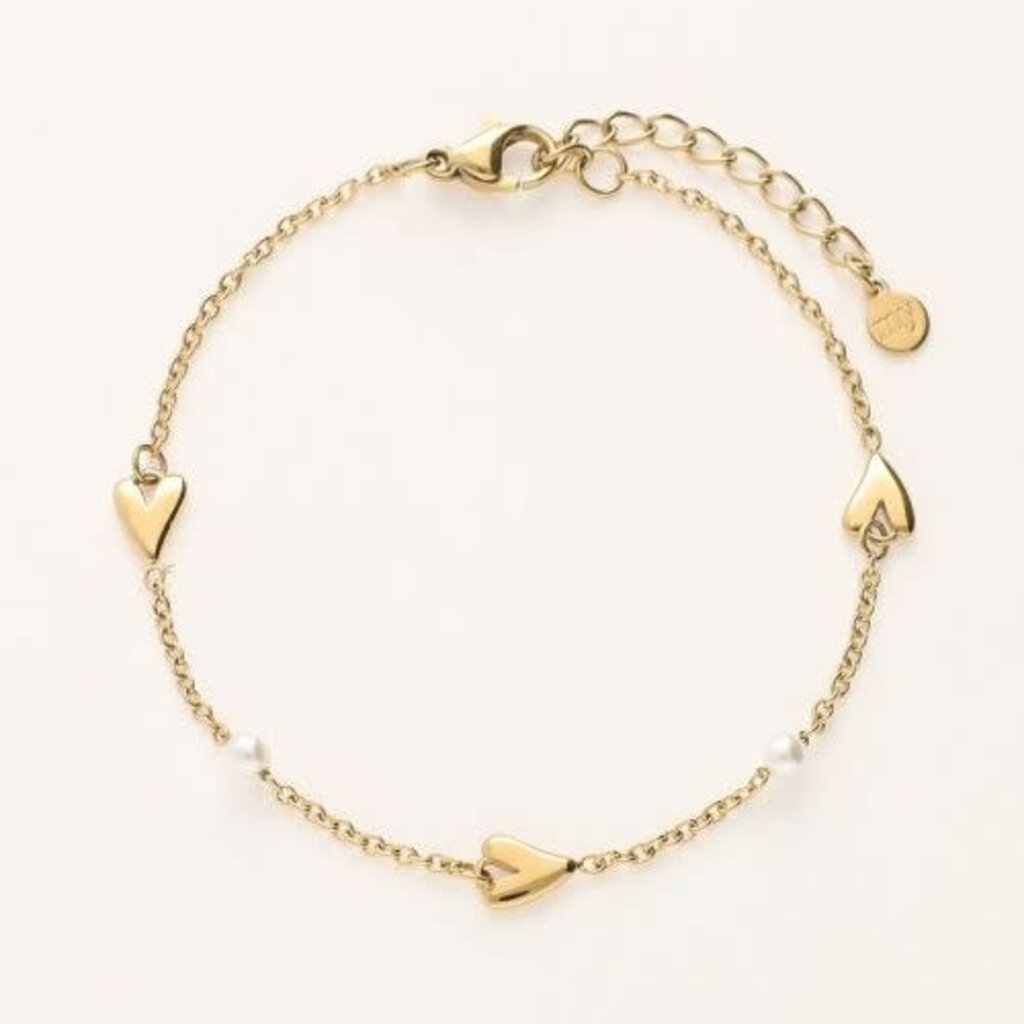 Bracelet hearts & pearls MJ10144 Gold