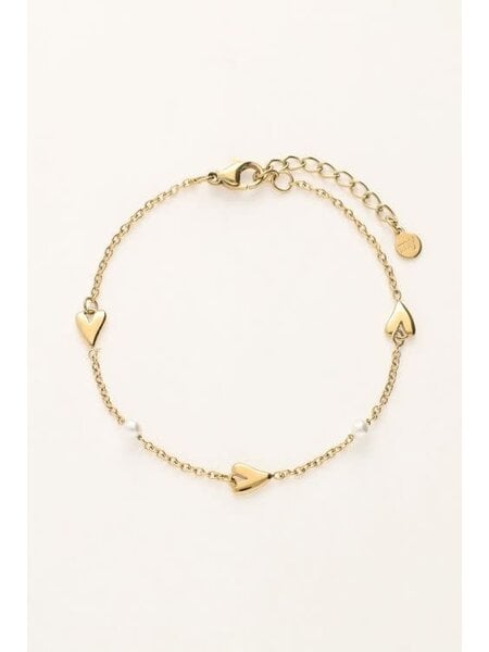 Armband hearts & pearls MJ10144 Goud
