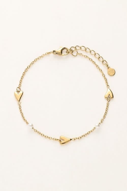 Bracelet hearts & pearls MJ10144 Gold