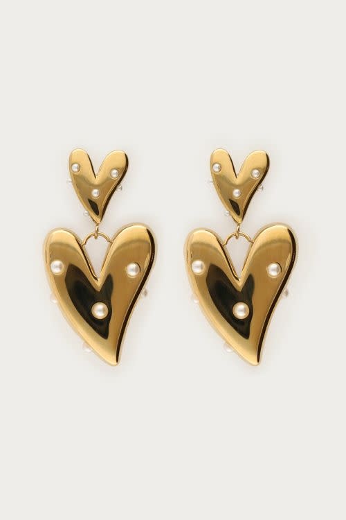 Earrings pearl hearts MJ14177 Gold