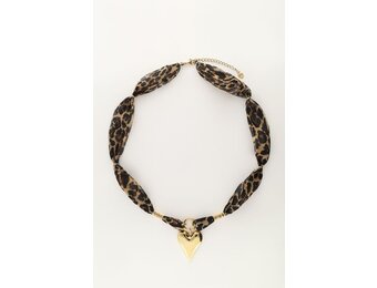 Necklace leopard cord heart MJ12040 Gold