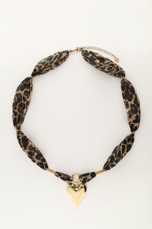 Necklace leopard cord heart MJ12040 Gold