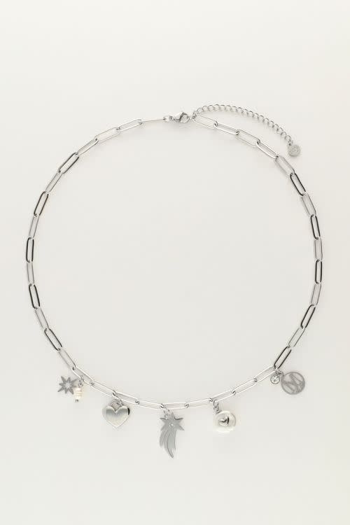 Bedel ketting vallende ster MJ12280 Silver