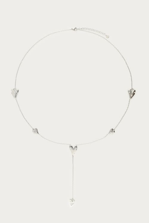 Lange ketting met hartjes & imitatieparels MJ13944-1200 Silver