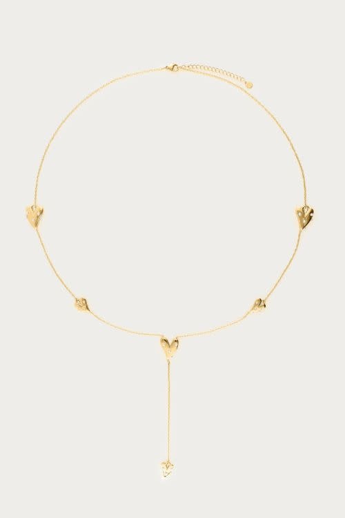 Lange ketting met hartjes & imitatieparels MJ13944-1200 Goud