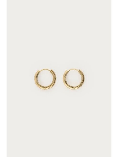 Earrings hoops mini stripe MJ14110 Gold