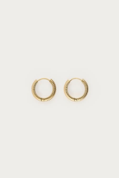 Earrings hoops mini stripe MJ14110 Gold