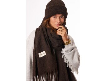 Bruin gebreide beanie MJ14357