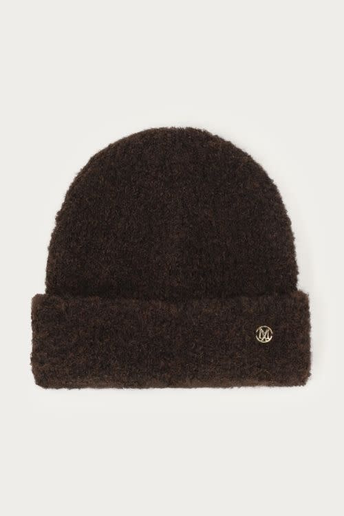 Bruin gebreide beanie MJ14357